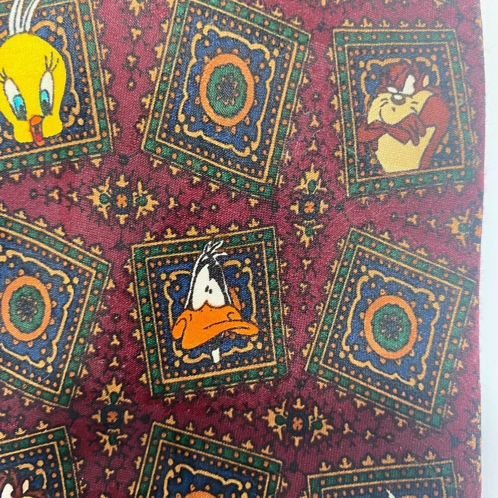 Vintage Looney Tunes Mania Nostalgia Martian Stamp Necktie Tie Mens 57